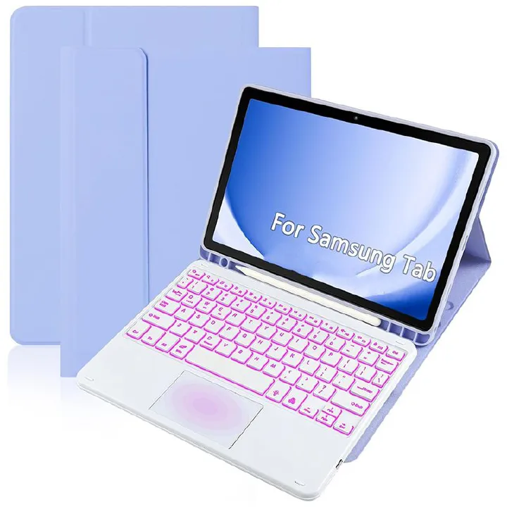 Keyboard + Tablet Case for Samsung Galaxy Tab S7+ 12.4" inch/ Tab S7 Plus 12.4" inch Magnetic Bluetooth Keyboard Leather Flip Cover 7 Color Backlight Bluetooth Keyboard Flip Cover Leather Cas