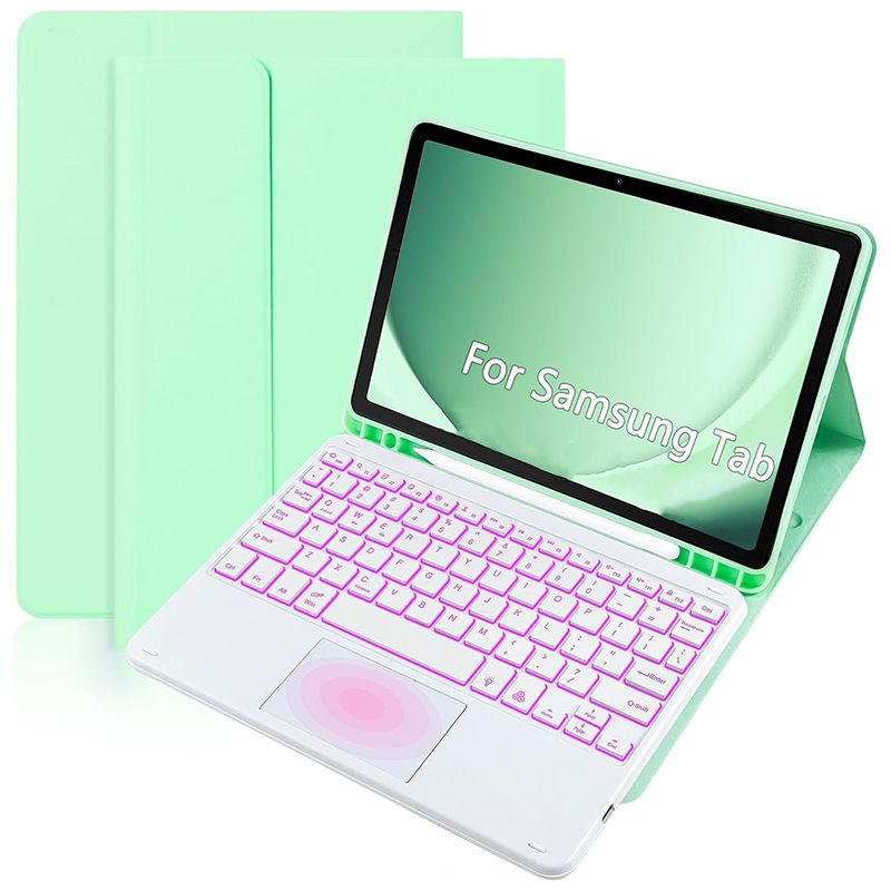 Keyboard + Tablet Case for Samsung Galaxy Tab S7+ 12.4" inch/ Tab S7 Plus 12.4" inch Magnetic Bluetooth Keyboard Leather Flip Cover 7 Color Backlight Bluetooth Keyboard Flip Cover Leather Cas