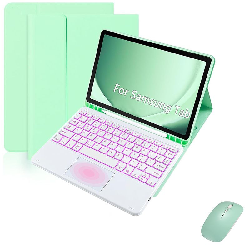 Keyboard + Tablet Case for Samsung Galaxy Tab S7+ 12.4" inch/ Tab S7 Plus 12.4" inch Magnetic Bluetooth Keyboard Leather Flip Cover 7 Color Backlight Bluetooth Keyboard Flip Cover Leather Cas