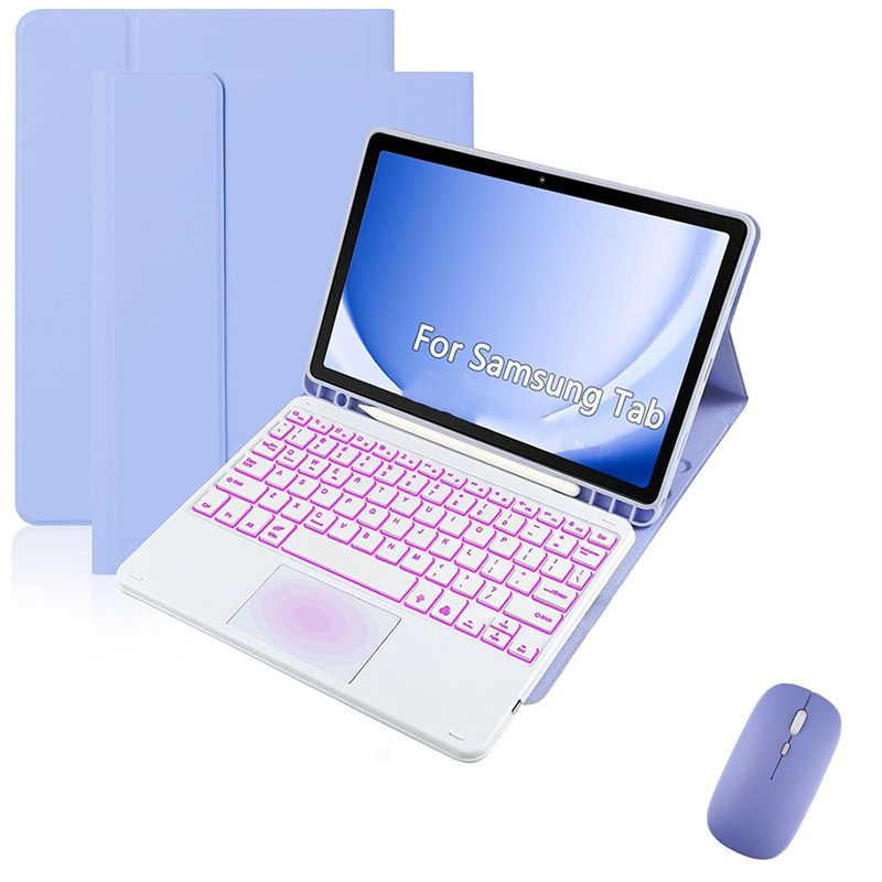 Keyboard + Tablet Case for Samsung Galaxy Tab S7+ 12.4" inch/ Tab S7 Plus 12.4" inch Magnetic Bluetooth Keyboard Leather Flip Cover 7 Color Backlight Bluetooth Keyboard Flip Cover Leather Cas