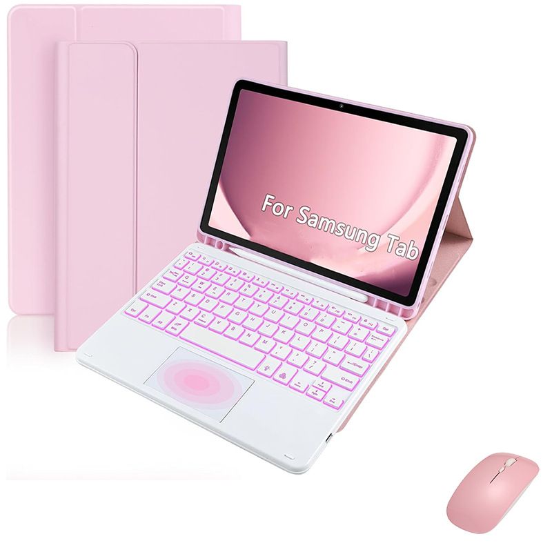 Keyboard + Tablet Case for Samsung Galaxy Tab S7+ 12.4" inch/ Tab S7 Plus 12.4" inch Magnetic Bluetooth Keyboard Leather Flip Cover 7 Color Backlight Bluetooth Keyboard Flip Cover Leather Cas