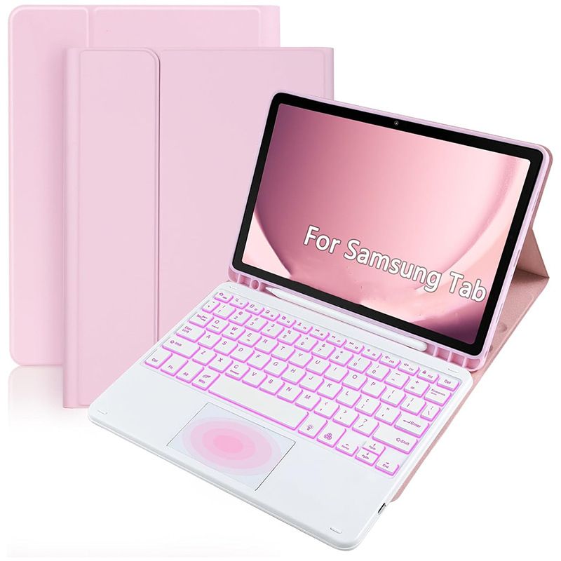 Keyboard + Tablet Case for Samsung Galaxy Tab S7 FE 12.4" inch Magnetic Bluetooth Keyboard Leather Flip Cover 7 Color Backlight Bluetooth Keyboard Flip Cover Leather Cas
