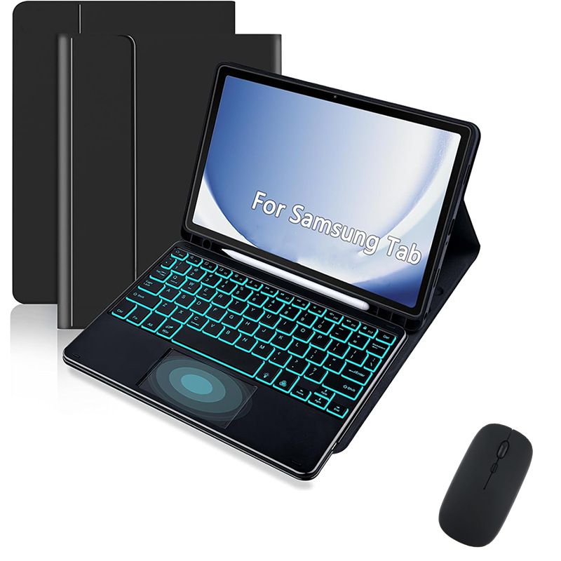 Keyboard + Tablet Case for Samsung Galaxy Tab S7 FE 12.4" inch Magnetic Bluetooth Keyboard Leather Flip Cover 7 Color Backlight Bluetooth Keyboard Flip Cover Leather Cas
