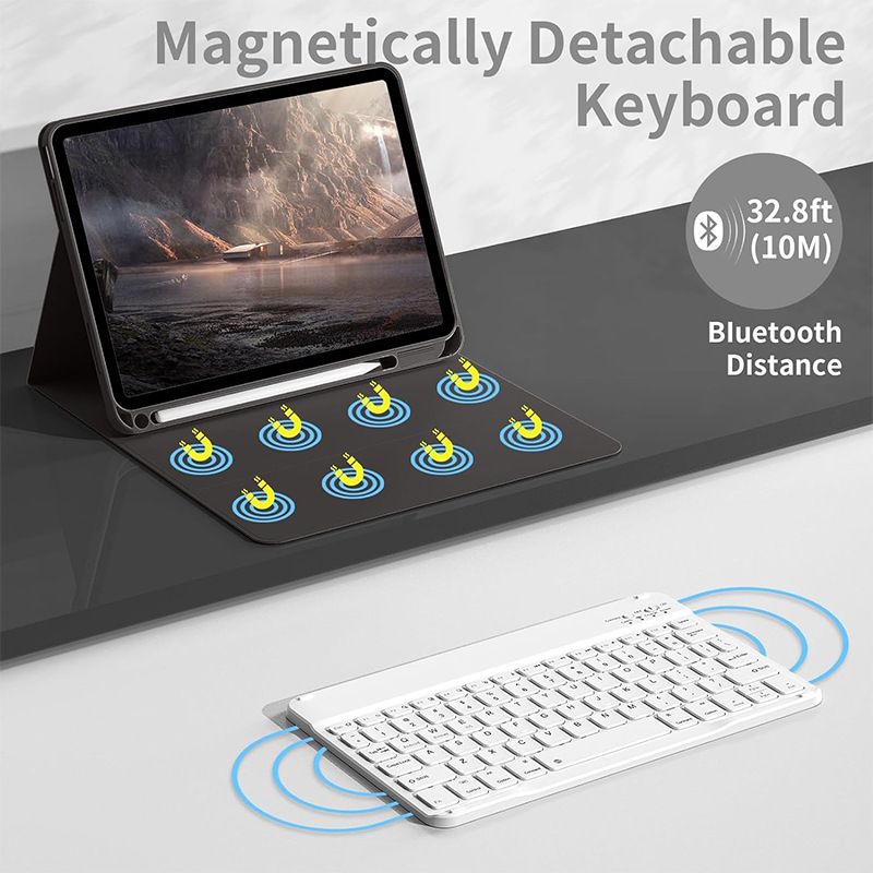 Keyboard + Tablet Case for Apple iPad Air 1 9.7 inch / Apple iPad Air 2 9.7 inch Magnetic Bluetooth Keyboard Leather Flip Cover