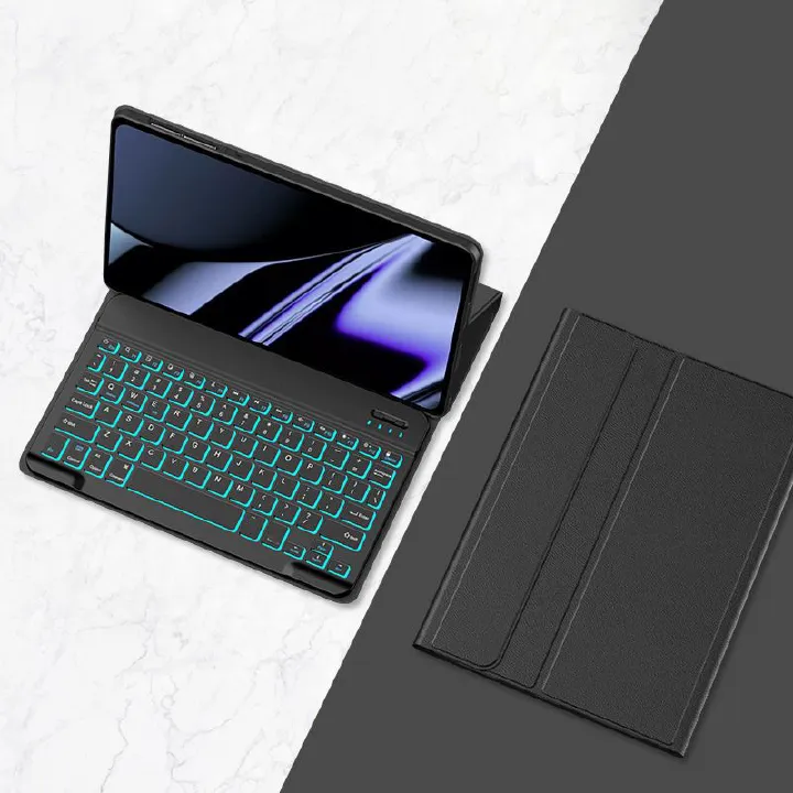 Keyboard + Tablet Case for Lenovo Tab M10 Plus (3rd Gen) 10.61 inch Magnetic Bluetooth Keyboard Leather Flip Cover 7 Color Backlight Bluetooth Keyboard Flip Cover Leather Case