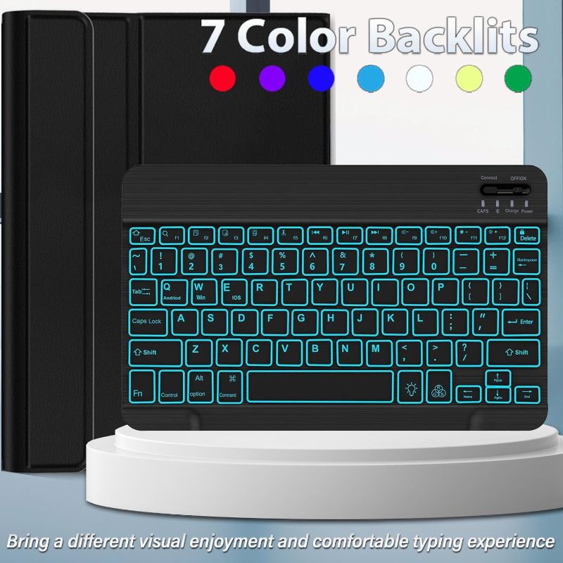 Keyboard + Tablet Case for Lenovo Tab M10 Plus (3rd Gen) 10.61 inch Magnetic Bluetooth Keyboard Leather Flip Cover 7 Color Backlight Bluetooth Keyboard Flip Cover Leather Case