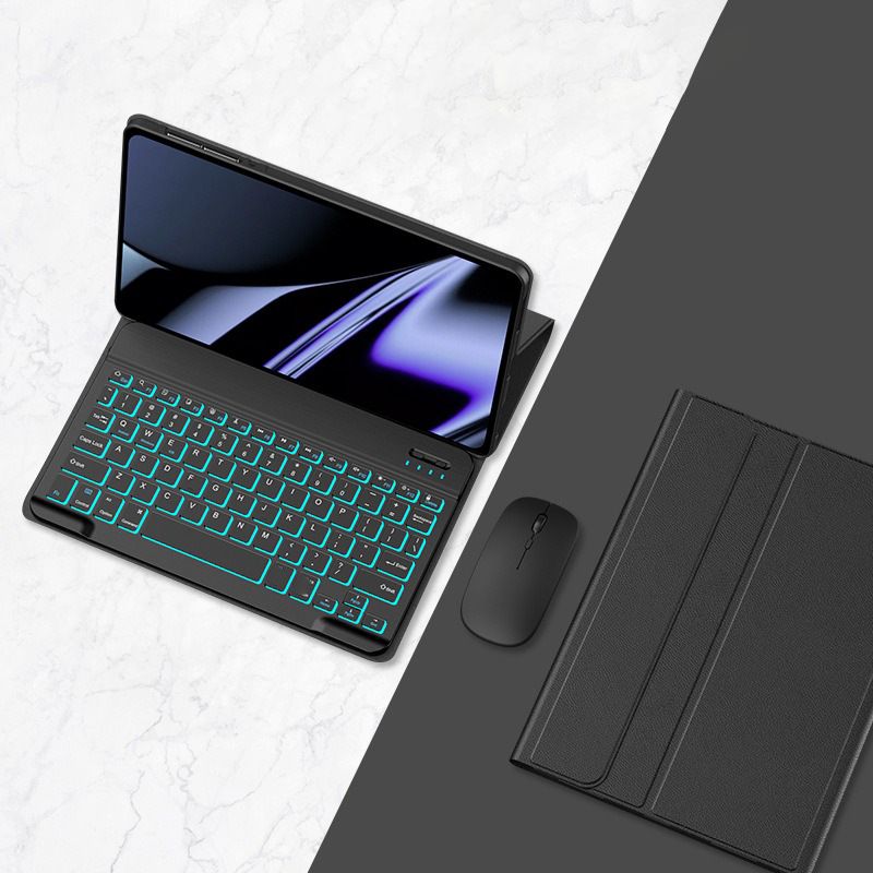 Keyboard + Tablet Case for Lenovo Tab M10 Plus (3rd Gen) 10.61 inch Magnetic Bluetooth Keyboard Leather Flip Cover 7 Color Backlight Bluetooth Keyboard Flip Cover Leather Case