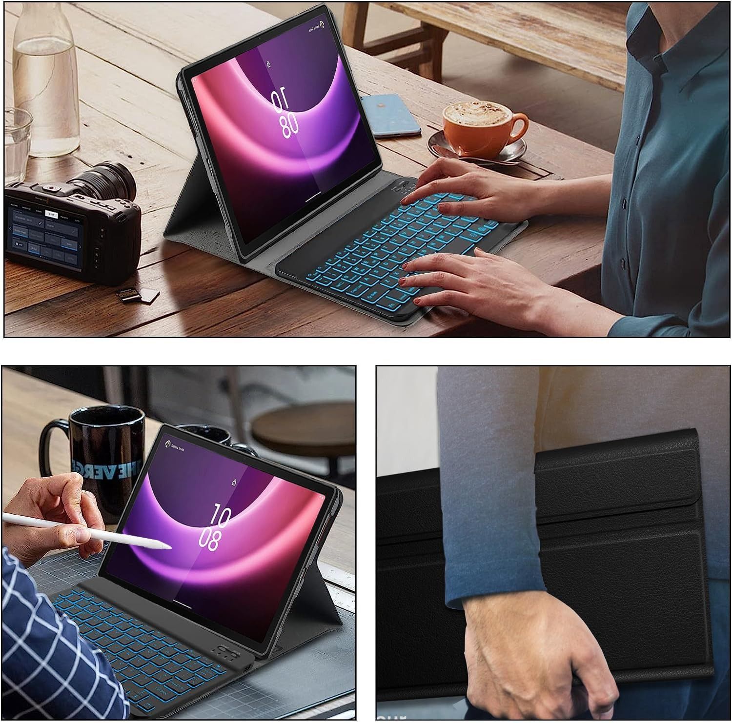 Keyboard + Tablet Case for Lenovo Tab P11 Plus 11 inch Magnetic Bluetooth Keyboard Leather Flip Cover 7 Color Backlight Bluetooth Keyboard Flip Cover Leather Case
