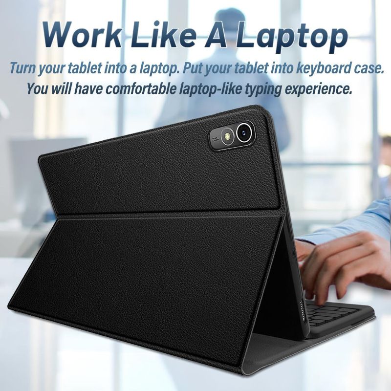 Keyboard + Tablet Case for Lenovo Tab P12 12.7 inch Magnetic Bluetooth Keyboard Leather Flip Cover 7 Color Backlight Bluetooth Keyboard Flip Cover Leather Case