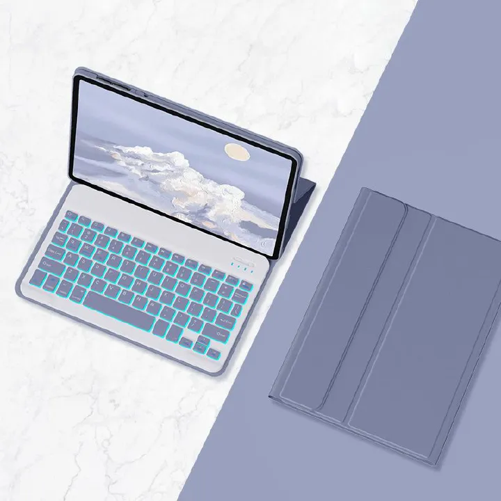 Keyboard + Tablet Case for Honor Pad X8a 11 inch/ Honor Pad X9 11 inch Magnetic Bluetooth Keyboard Leather Flip Cover 7 Color Backlight Bluetooth Keyboard Flip Cover Leather Case