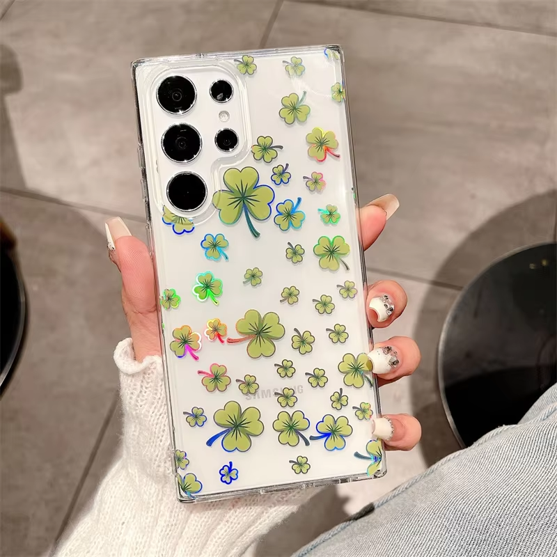Luxury Fashion Colorful Flowers Transparent Phone Case for Samsung S25 edge S25 Plus S24 FE S23 FE S22 Ultra High Quality Back Cover for s24 Plus s23 Plus S22 Plus S25 Ultra