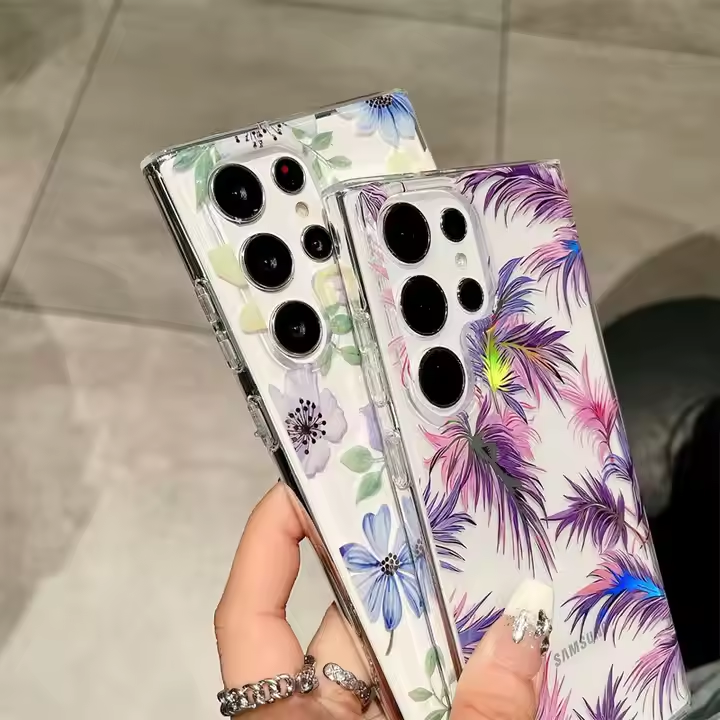 Luxury Fashion Colorful Flowers Transparent Phone Case for Samsung S25 edge S25 Plus S24 FE S23 FE S22 Ultra High Quality Back Cover for s24 Plus s23 Plus S22 Plus S25 Ultra