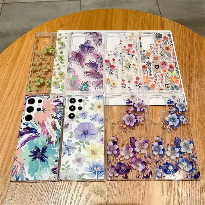 Luxury Fashion Colorful Flowers Transparent Phone Case for Samsung S25 edge S25 Plus S24 FE S23 FE S22 Ultra High Quality Back Cover for s24 Plus s23 Plus S22 Plus S25 Ultra
