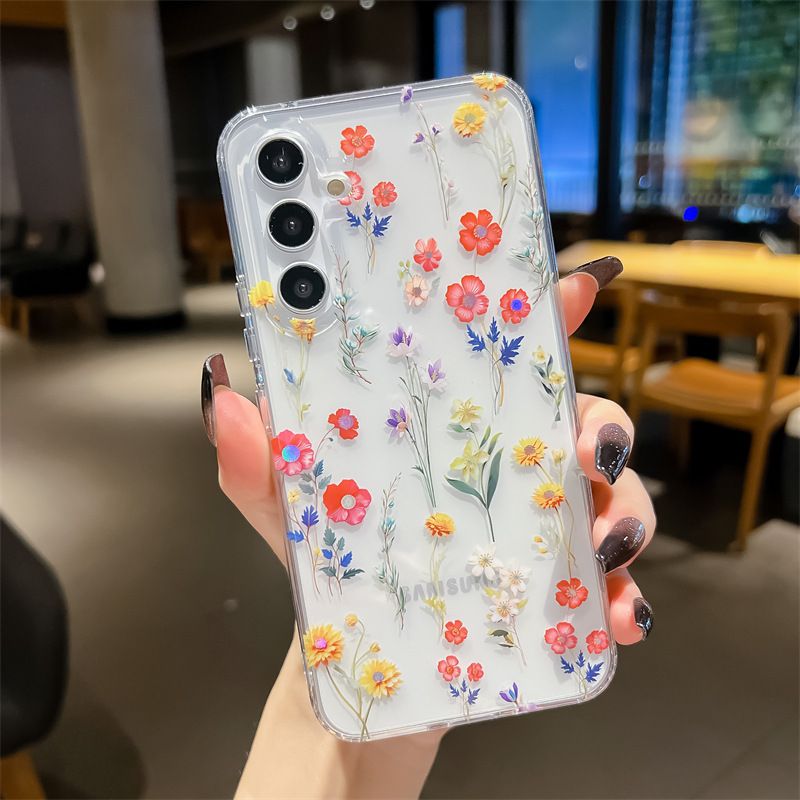 Luxury Fashion Colorful Flowers Transparent Phone Case for Samsung A56 A36 A26 A16 A06 A55 A35 A25 A15 A54 A34 A24 A14 Ultra High Quality Back Cover