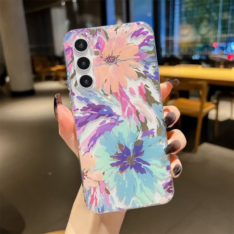 Luxury Fashion Colorful Flowers Transparent Phone Case for Samsung A56 A36 A26 A16 A06 A55 A35 A25 A15 A54 A34 A24 A14 Ultra High Quality Back Cover