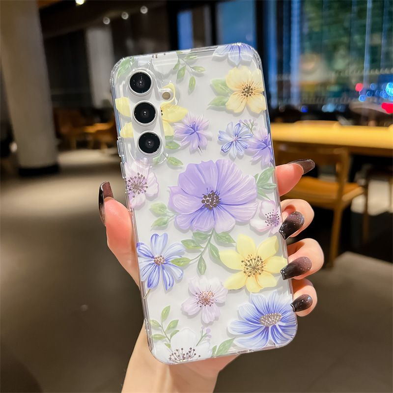 Luxury Fashion Colorful Flowers Transparent Phone Case for Samsung A56 A36 A26 A16 A06 A55 A35 A25 A15 A54 A34 A24 A14 Ultra High Quality Back Cover