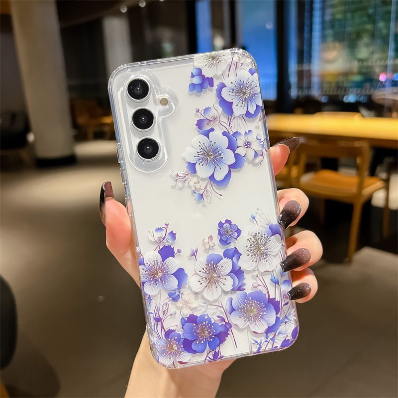 Luxury Fashion Colorful Flowers Transparent Phone Case for Samsung A56 A36 A26 A16 A06 A55 A35 A25 A15 A54 A34 A24 A14 Ultra High Quality Back Cover