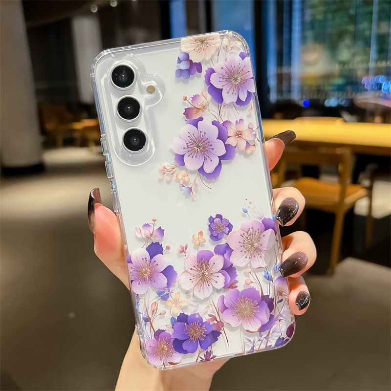 Luxury Fashion Colorful Flowers Transparent Phone Case for Samsung A56 A36 A26 A16 A06 A55 A35 A25 A15 A54 A34 A24 A14 Ultra High Quality Back Cover