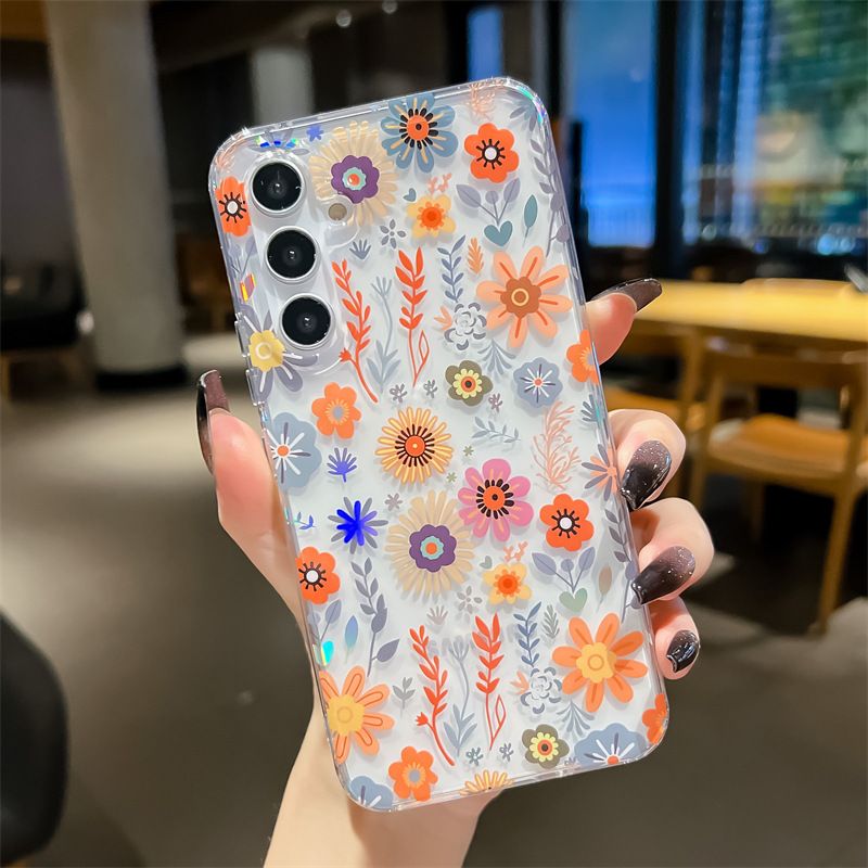 Luxury Fashion Colorful Flowers Transparent Phone Case for Samsung A56 A36 A26 A16 A06 A55 A35 A25 A15 A54 A34 A24 A14 Ultra High Quality Back Cover