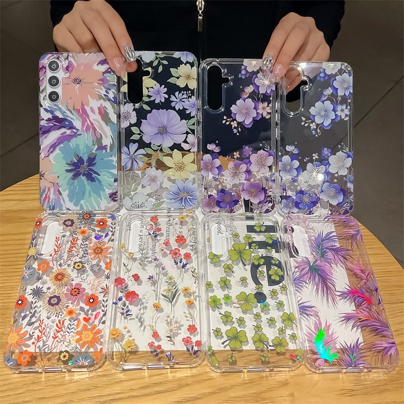 Luxury Fashion Colorful Flowers Transparent Phone Case for Samsung A56 A36 A26 A16 A06 A55 A35 A25 A15 A54 A34 A24 A14 Ultra High Quality Back Cover