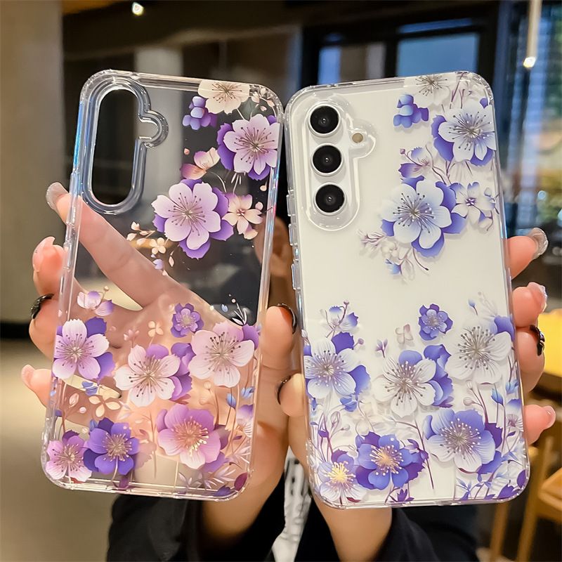 Luxury Fashion Colorful Flowers Transparent Phone Case for Samsung A56 A36 A26 A16 A06 A55 A35 A25 A15 A54 A34 A24 A14 Ultra High Quality Back Cover