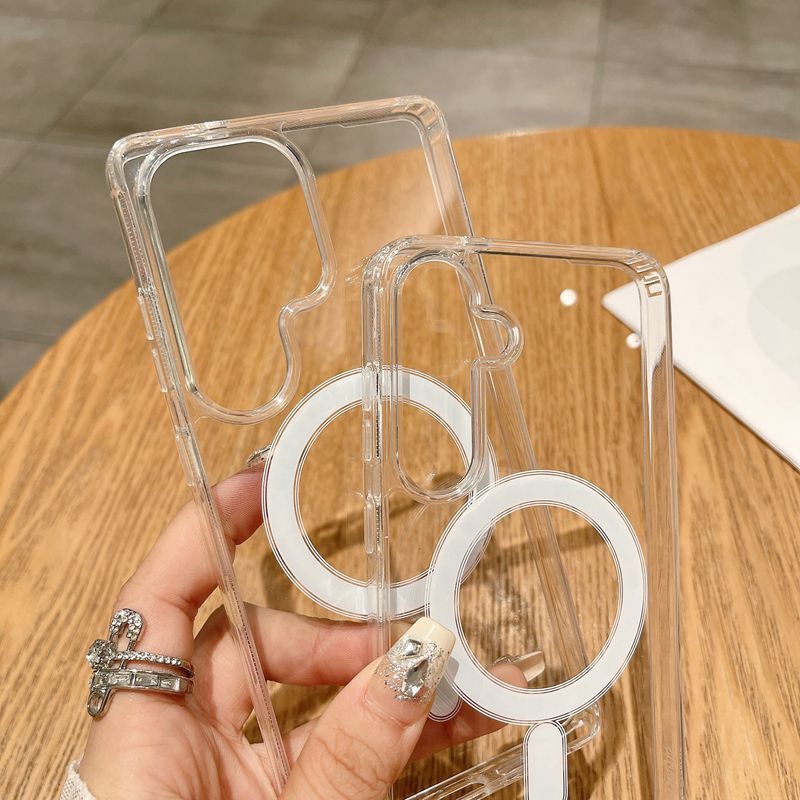 Transparent Magnetic Cover For Samsung A56 A36 A26 A16 A06 A55 A35 A54 A15 S25 edge S25 Ultra S24 FE S23 Plus S22 S21 S20 Ultra Shockproof Bumper Drop Protection Case