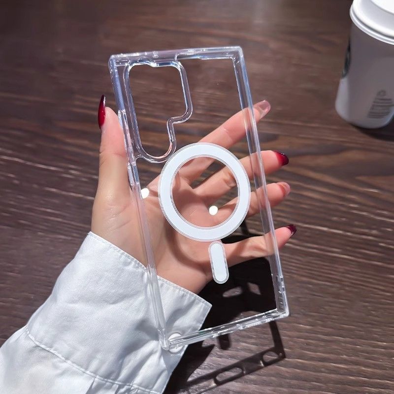 Transparent Magnetic Cover For Samsung A56 A36 A26 A16 A06 A55 A35 A54 A15 S25 edge S25 Ultra S24 FE S23 Plus S22 S21 S20 Ultra Shockproof Bumper Drop Protection Case