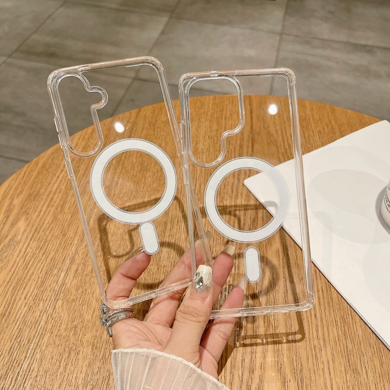 Transparent Magnetic Cover For Samsung A56 A36 A26 A16 A06 A55 A35 A54 A15 S25 edge S25 Ultra S24 FE S23 Plus S22 S21 S20 Ultra Shockproof Bumper Drop Protection Case