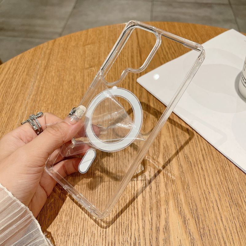 Transparent Magnetic Cover For Samsung A56 A36 A26 A16 A06 A55 A35 A54 A15 S25 edge S25 Ultra S24 FE S23 Plus S22 S21 S20 Ultra Shockproof Bumper Drop Protection Case
