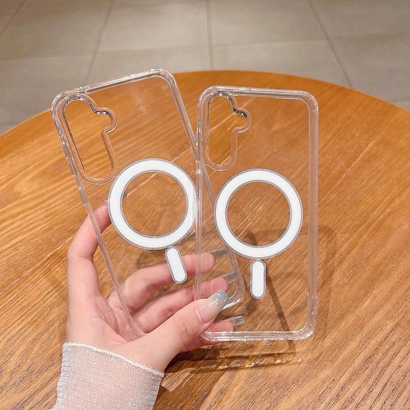 Transparent Magnetic Cover For Samsung A56 A36 A26 A16 A06 A55 A35 A54 A15 S25 edge S25 Ultra S24 FE S23 Plus S22 S21 S20 Ultra Shockproof Bumper Drop Protection Case