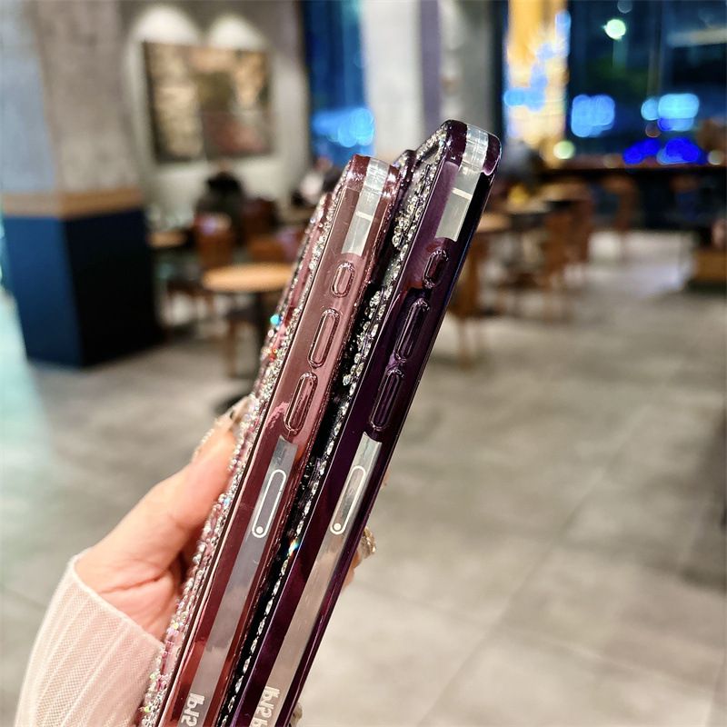 Butterfly Pattern InlayDiamond Soft TPU Phone Case for iPhone 16 Pro 15 14 13 12 11 Pro Max With Flash Paper Shockproof Cover