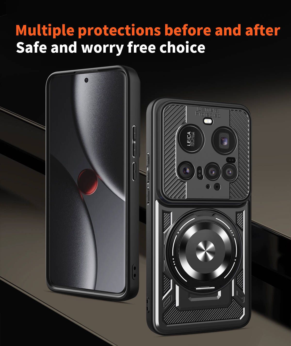 360 Rotating Stand Phone Case for Xiaomi 15 Ultra 15 Pro 14T Pro 14 Ultra Poco F7 Pro F7 Ultra X7 Pro 2-in-1 Shockproof Wireless Magnetic Car Charge Case