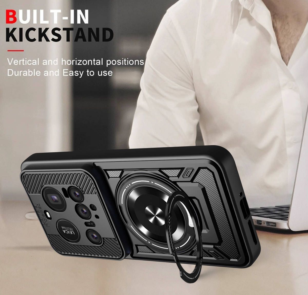 360 Rotating Stand Phone Case for Xiaomi 15 Ultra 15 Pro 14T Pro 14 Ultra Poco F7 Pro F7 Ultra X7 Pro 2-in-1 Shockproof Wireless Magnetic Car Charge Case
