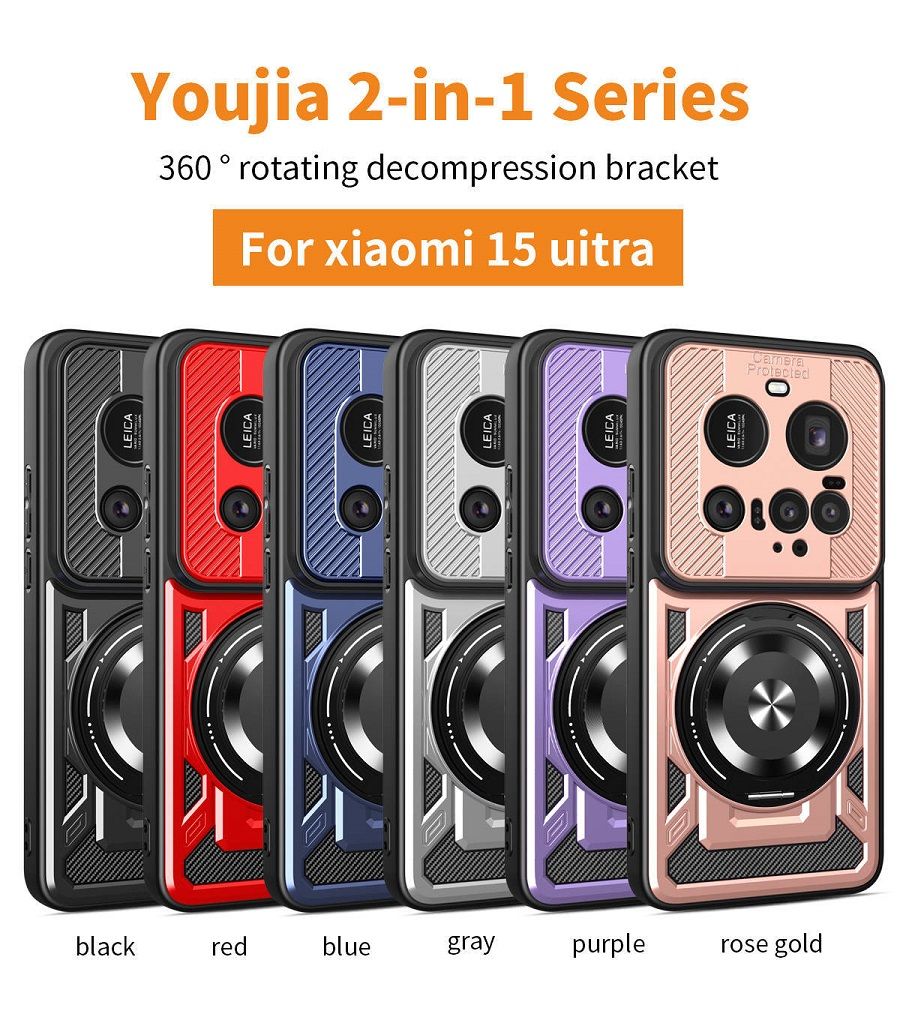 360 Rotating Stand Phone Case for Xiaomi 15 Ultra 15 Pro 14T Pro 14 Ultra Poco F7 Pro F7 Ultra X7 Pro 2-in-1 Shockproof Wireless Magnetic Car Charge Case