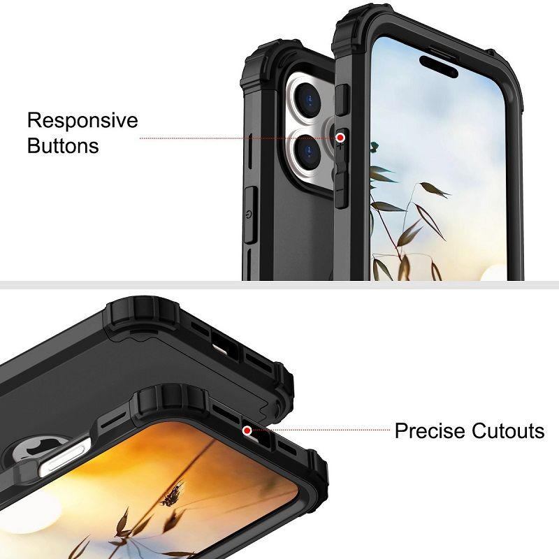 Phone Case For iPhone 16e 16 15 14 12 13 11 Pro Max 16 Plus 15 Plus 14 Plus 13 12 Mini XS Max XR X 8 7 Plus 3 in 1 Hybrid Hard PC Silicone Heavy Duty Rugged Bumper