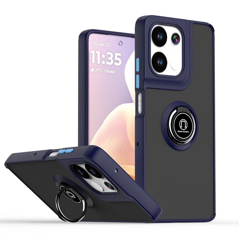 Phone Case for Motorola Moto G75 Shockproof Bumper [Drop-Protection] Case with Ring Holder Stand Magnetic Cover
