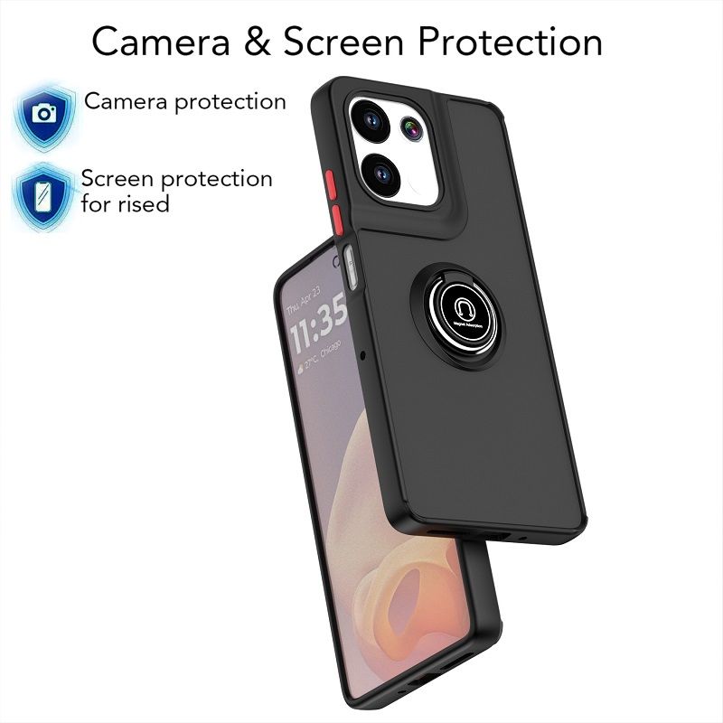 Phone Case for Motorola Moto G75 Shockproof Bumper [Drop-Protection] Case with Ring Holder Stand Magnetic Cover