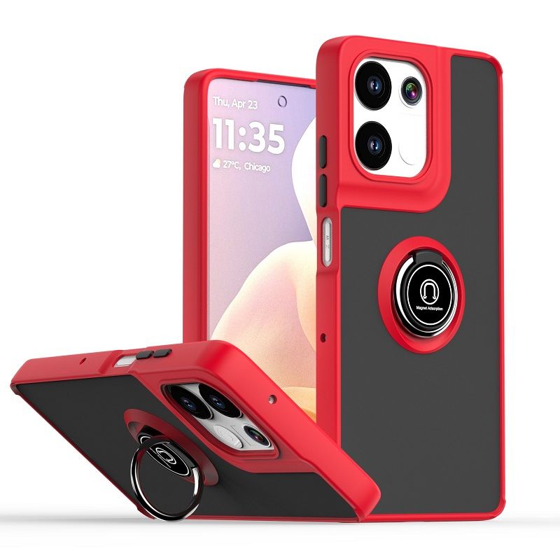 Phone Case for Motorola Moto G75 Shockproof Bumper [Drop-Protection] Case with Ring Holder Stand Magnetic Cover