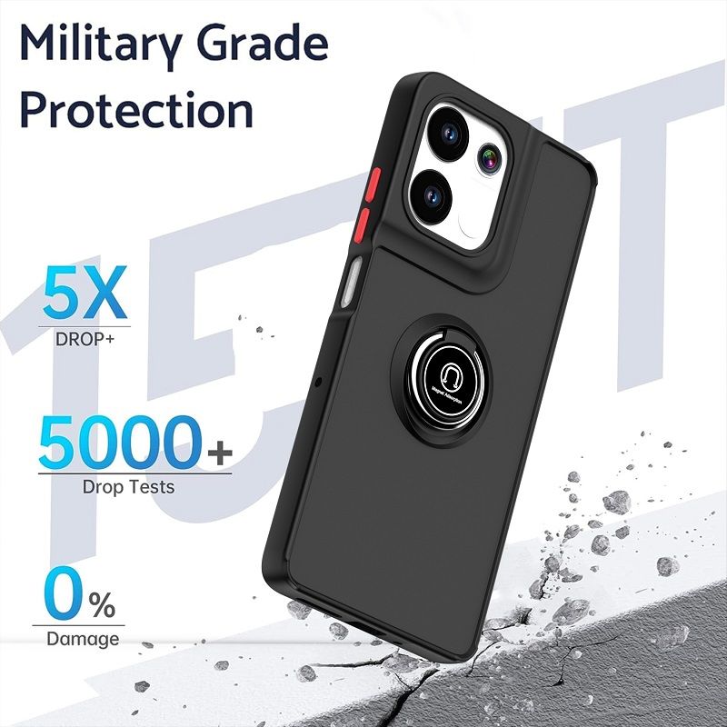 Phone Case for Motorola Moto G75 Shockproof Bumper [Drop-Protection] Case with Ring Holder Stand Magnetic Cover