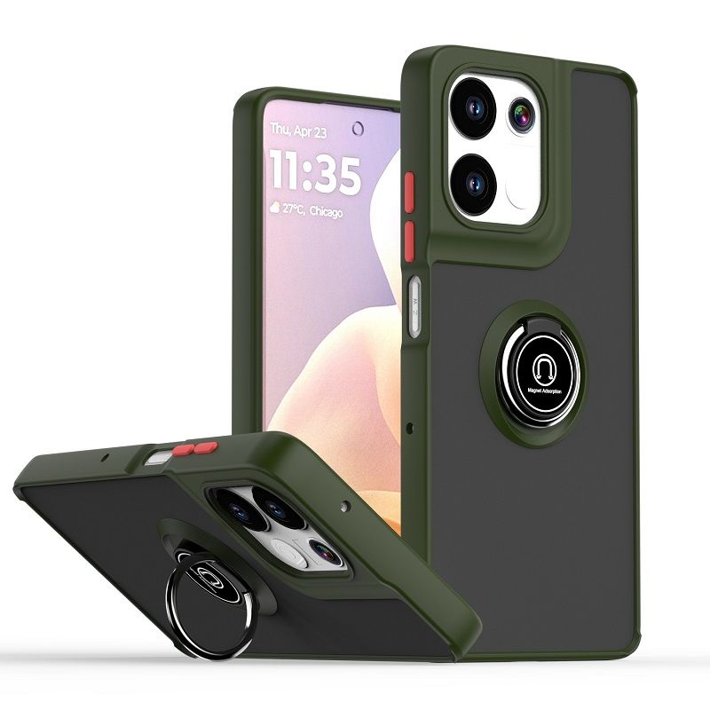 Phone Case for Motorola Moto G75 Shockproof Bumper [Drop-Protection] Case with Ring Holder Stand Magnetic Cover