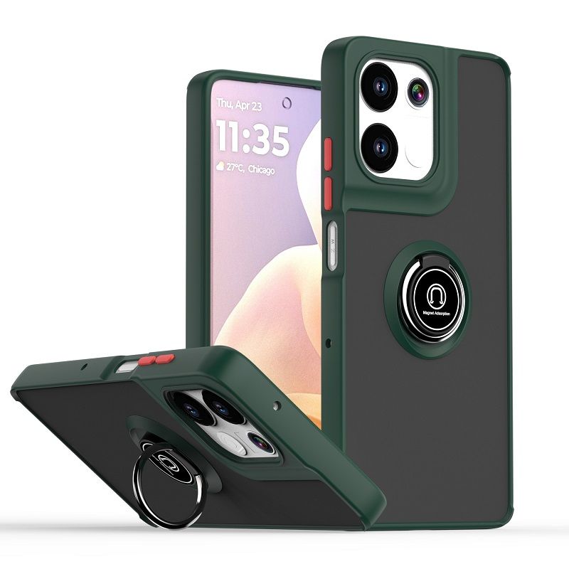 Phone Case for Motorola Moto G75 Shockproof Bumper [Drop-Protection] Case with Ring Holder Stand Magnetic Cover