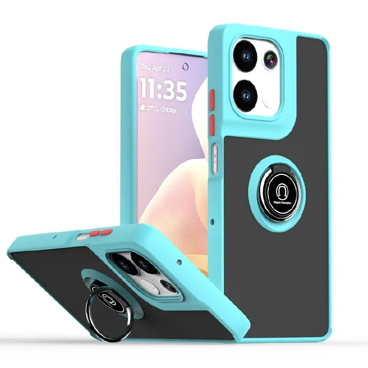 Phone Case for Motorola Moto G75 Shockproof Bumper [Drop-Protection] Case with Ring Holder Stand Magnetic Cover