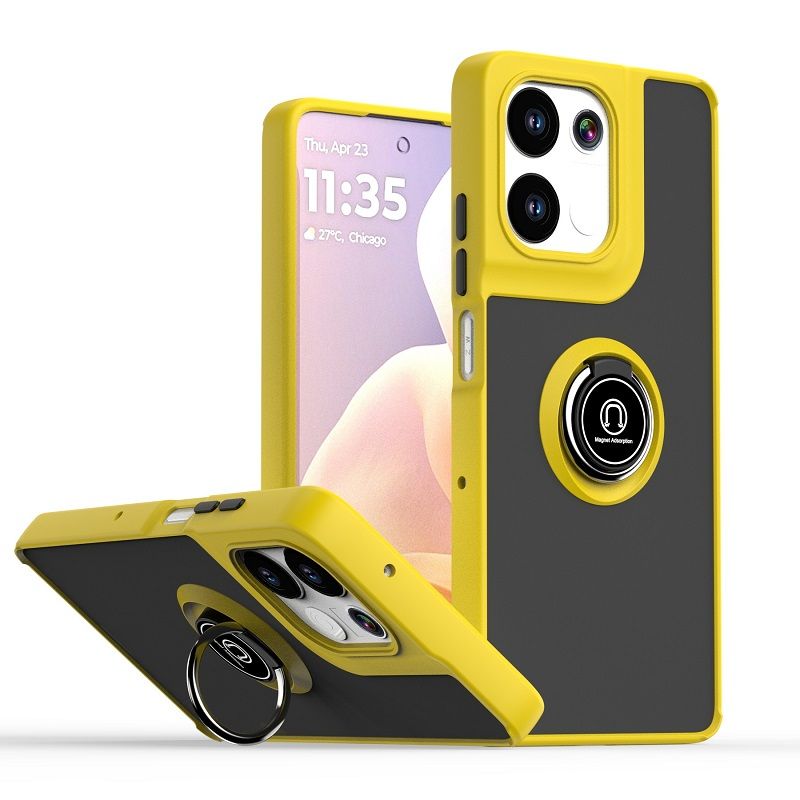 Phone Case for Motorola Moto G75 Shockproof Bumper [Drop-Protection] Case with Ring Holder Stand Magnetic Cover