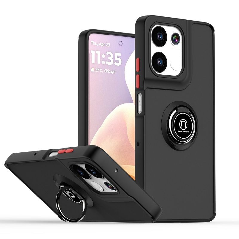 Phone Case for Motorola Moto G75 Shockproof Bumper [Drop-Protection] Case with Ring Holder Stand Magnetic Cover
