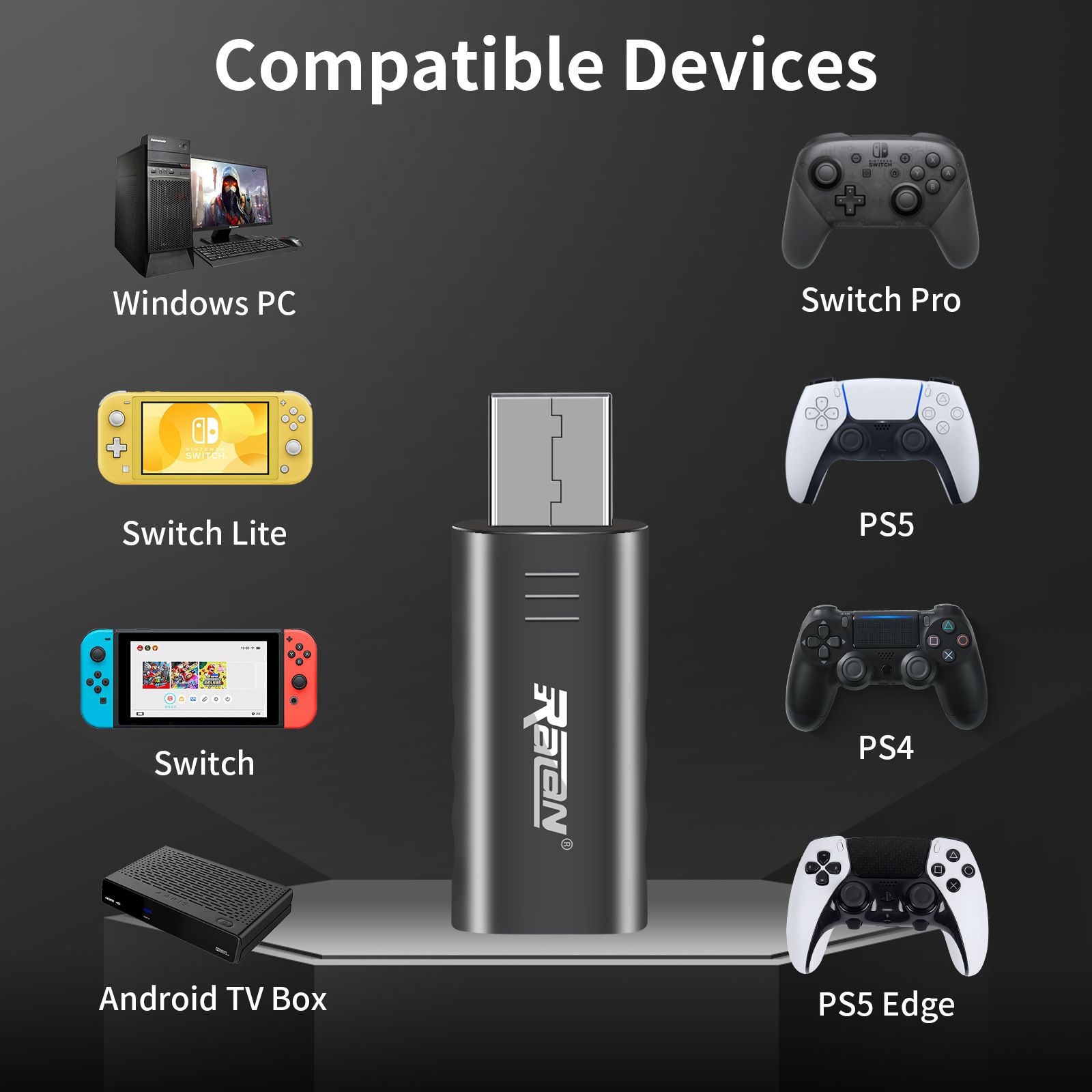 PS4/PS5 Bluetooth Converter SWITCH Gamepad Compatible PC Android TV Box USB Adapter