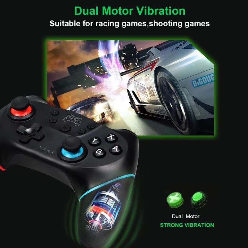 Wireless Controller Compatible for Nintendo Switch Adjustable Turbo with 6-Axis Vibration Gamepad for PC/NS Lite Console