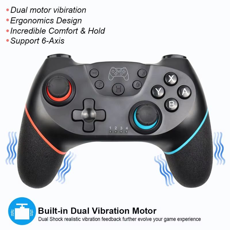 Wireless Controller Compatible for Nintendo Switch Adjustable Turbo with 6-Axis Vibration Gamepad for PC/NS Lite Console