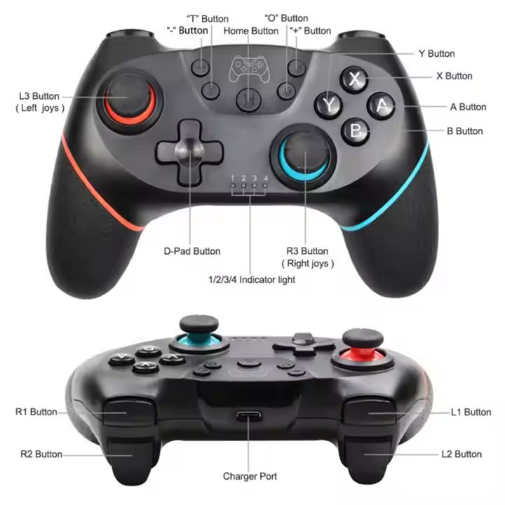 Wireless Controller Compatible for Nintendo Switch Adjustable Turbo with 6-Axis Vibration Gamepad for PC/NS Lite Console