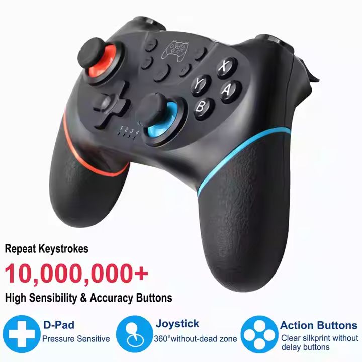 Wireless Controller Compatible for Nintendo Switch Adjustable Turbo with 6-Axis Vibration Gamepad for PC/NS Lite Console
