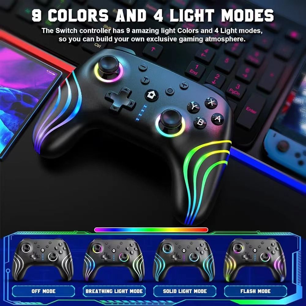 RGB Light Gaming Wireless Gamepad Video Game Controllers for Switch/PC Console